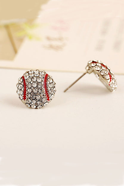 Basketball Baseball Football Diamond Stud Earrings