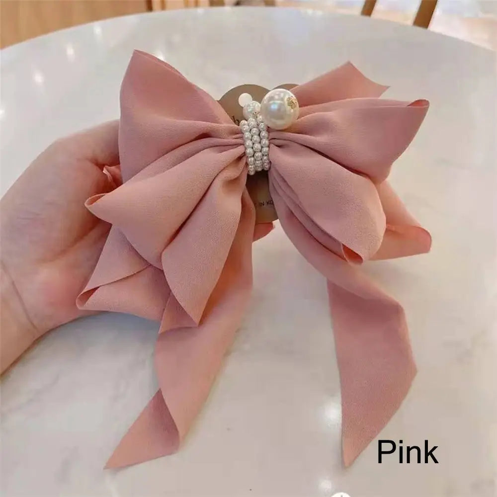 Ribbon Bowknot Ponytail Hair Accessory - Spring Fashion Christmas Pink Accessories-L