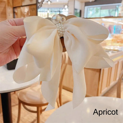 Ribbon Bowknot Ponytail Hair Accessory - Spring Fashion Christmas Apricot Accessories-L