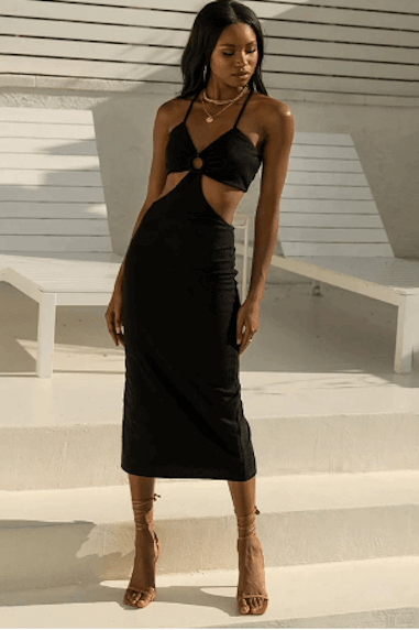 V Neck Triangle Hollow Strap Dress