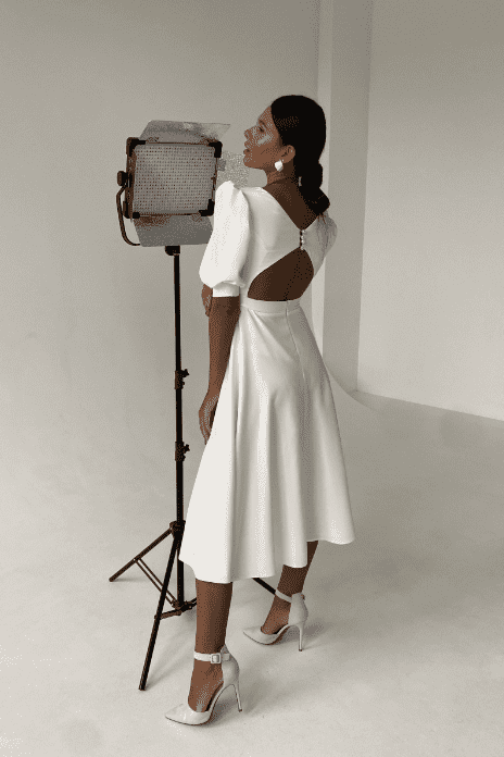 Backless high waist midi dress