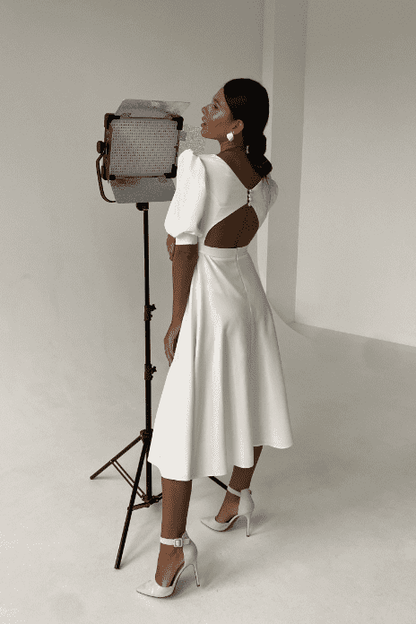 Backless high waist midi dress