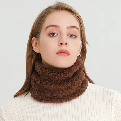 Cashmere Warm Color Ring Plush Thick Outdoor Sports Neckerchief Muffler Scarf Brown Scarfs-L