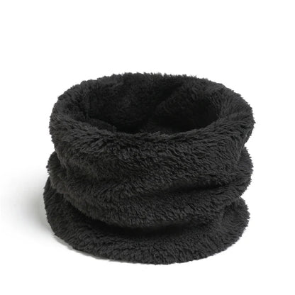 Cashmere Warm Color Ring Plush Thick Outdoor Sports Neckerchief Muffler Scarf Black Scarfs-L