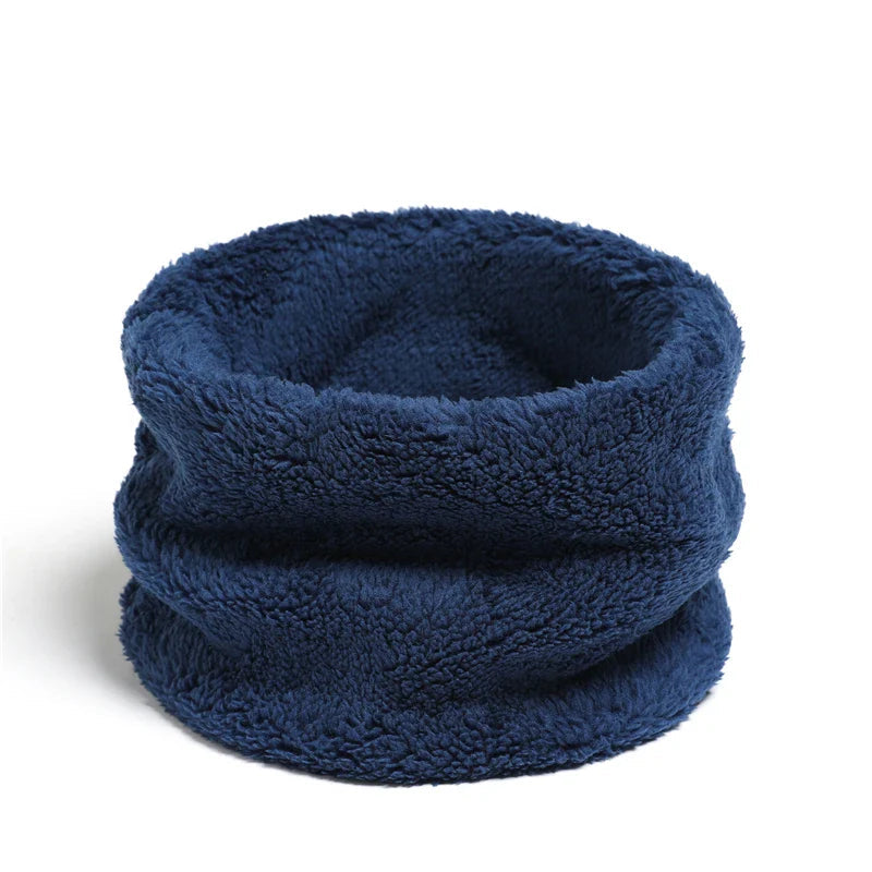 Cashmere Warm Color Ring Plush Thick Outdoor Sports Neckerchief Muffler Scarf Dark Blue Scarfs-L