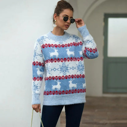 Casual Christmas Sweater For Couples - Loose Knitwear Warm Thicken Matching Sweaters-L