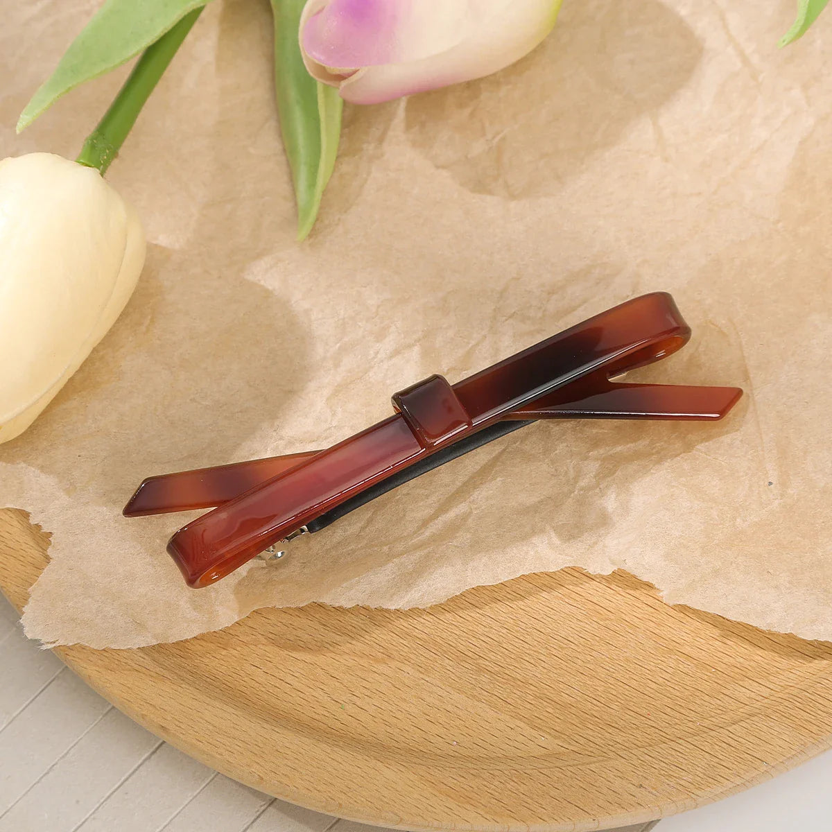 Acrylic Christmas Hair Accessory - Chic Plain Color Brown Accessories-L