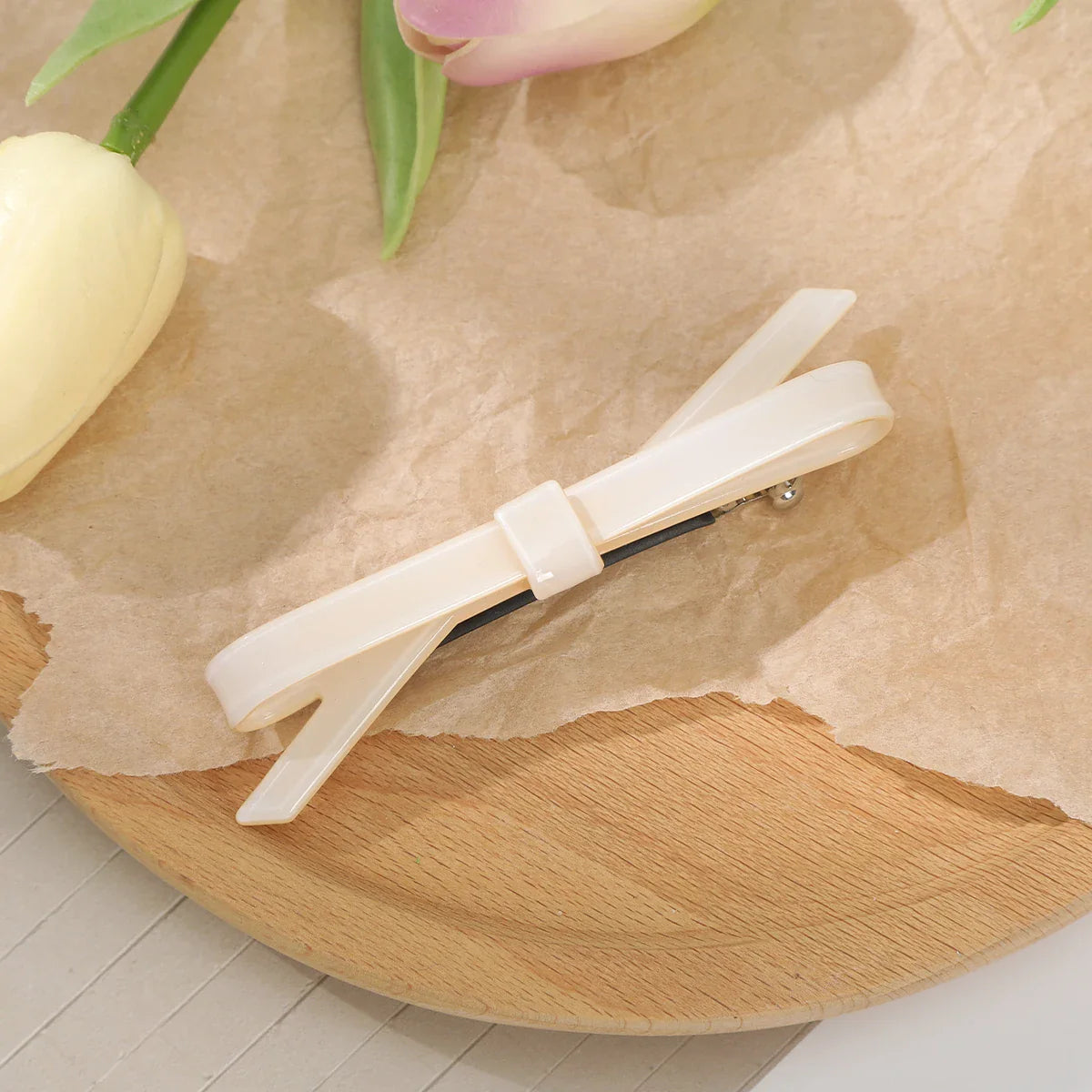 Acrylic Christmas Hair Accessory - Chic Plain Color White Accessories-L