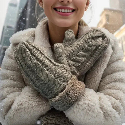 Warm Full Finger Thickened Winter Knitted Fleece Christmas Gloves For Men And Women Gloves-L