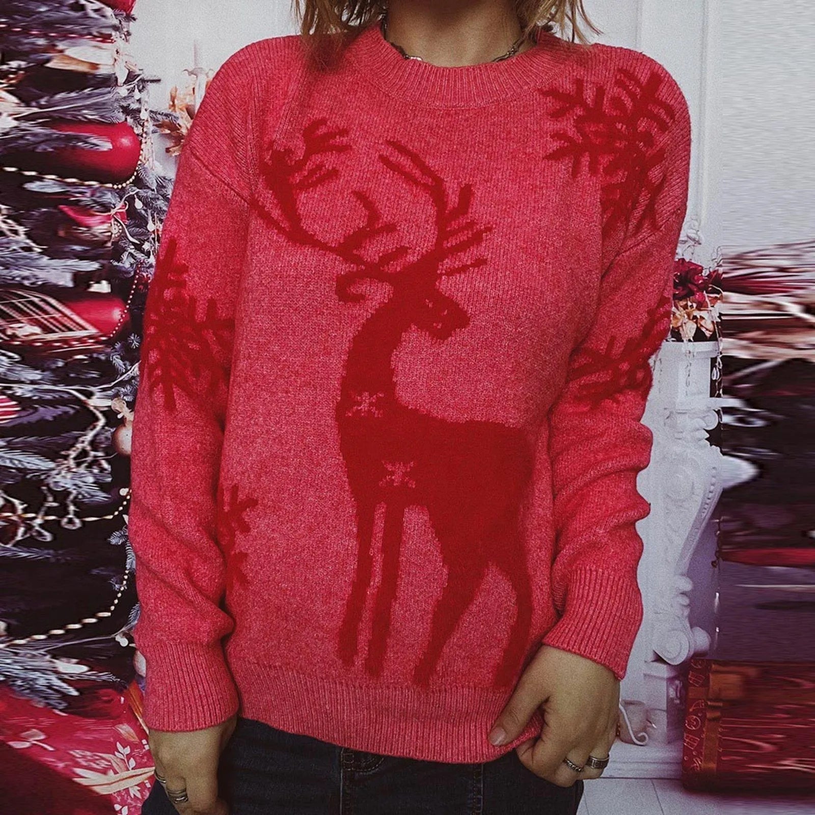 Soft Knitted Christmas Sweater - Warm Casual Pullover Red / S Sweaters-L