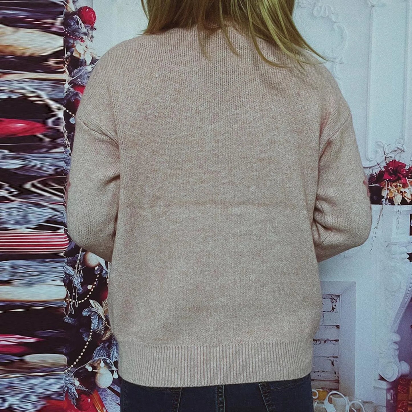 Warm Casual Pullover All Match Soft Knitted Christmas Sweater Sweaters-L