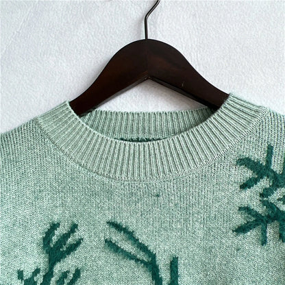 Warm Casual Pullover All Match Soft Knitted Christmas Sweater Sweaters-L