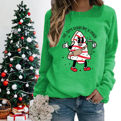 Out Here Lookin’ Like A Snack Print Round Neck Casual Long Sleeve Christmas Hoodie Hoodies-L
