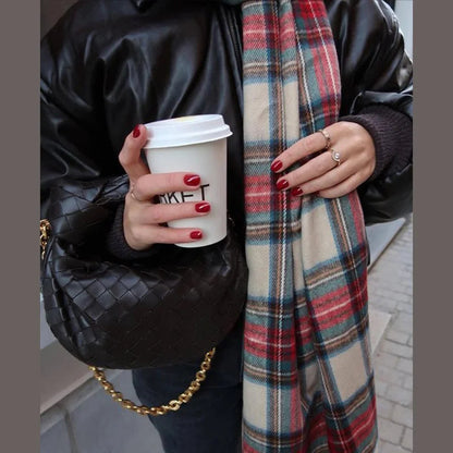 Red Plaid Vintage Classic Scarf For Women Scarfs-L