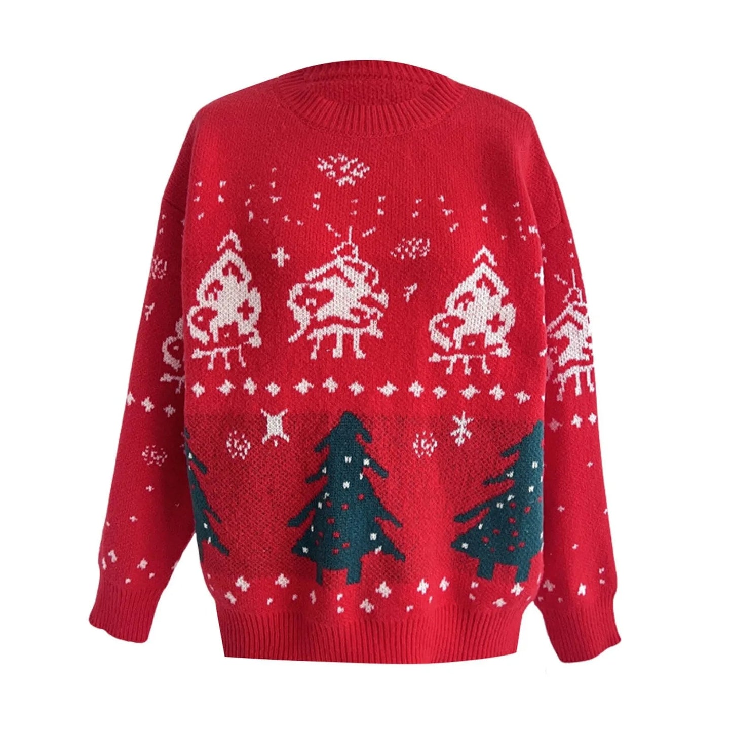 Red Winter Style Knitted Pullover Christmas Sweater Sweaters-L