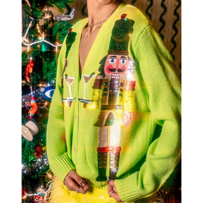 Y2K Cartoon Soldiers Sequin Cropped Cardigan Cardigan-241208