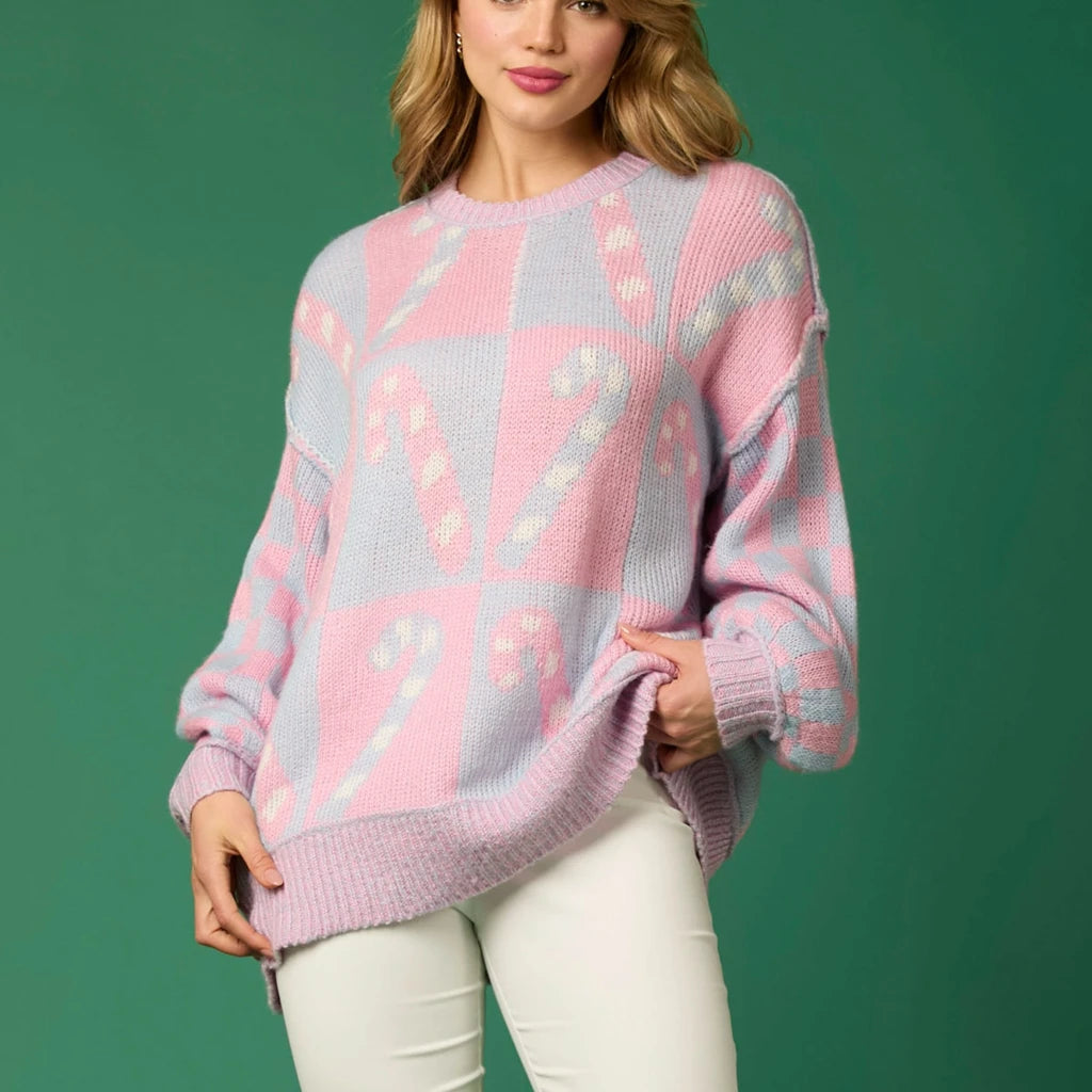Gingerbread Aesthetic Christmas Sweater - Long Sleeve Round Neck Pink / S Sweaters-L