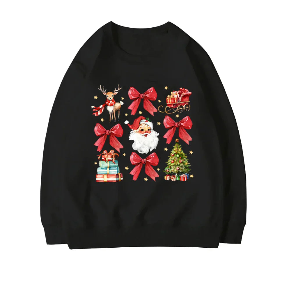 Stylish Coquette Christmas Santa Sweatshirt Holiday Hoodie Black 1 / S Hoodies-L