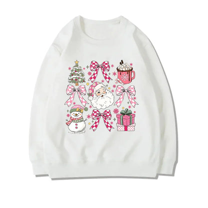 Stylish Coquette Christmas Santa Sweatshirt Holiday Hoodie White 2 / S Hoodies-L