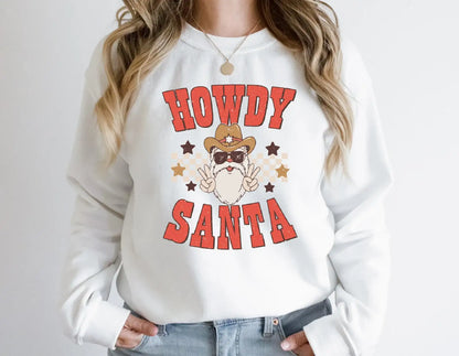 Cute Howdy Santa Fashion Vintage Party Girl Christmas Hoodie White / S Hoodies-L