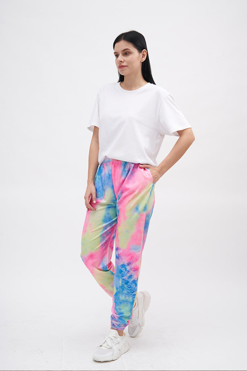 ARO LORA Elastic Waist Tie Dye Casual Pants