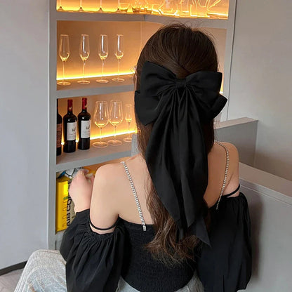 Red Satin Ponytail Christmas Hair Accessory Black Accessories-L