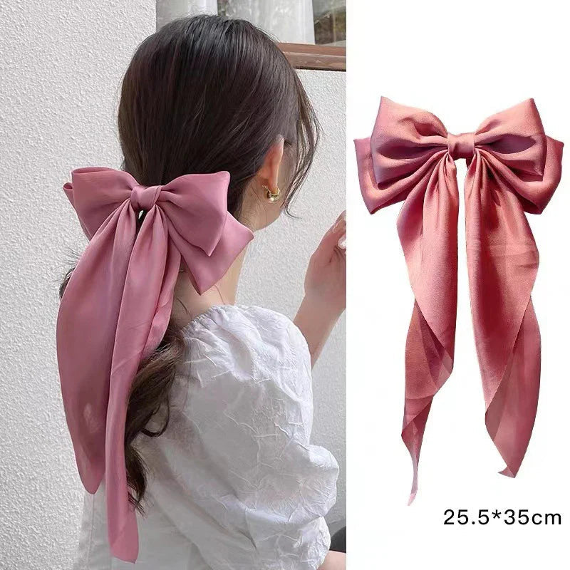 Red Satin Ponytail Christmas Hair Accessory Pink Accessories-L
