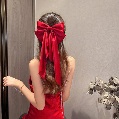 Red Satin Ponytail Christmas Hair Accessory Accessories-L
