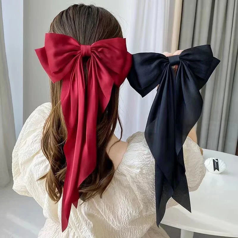 Red Satin Ponytail Christmas Hair Accessory Accessories-L