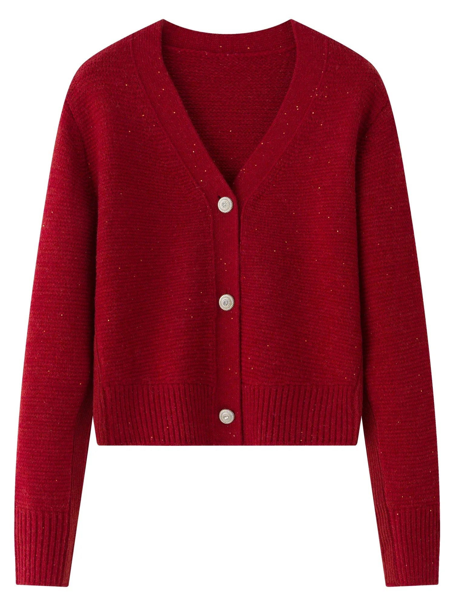 Elegant V-Neck Wool Knitted Cardigan Cardigan-241208