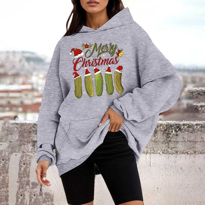 Loose Pullover Four Christmas Tree Crewneck New Autumn Hoodie Light Gray-F / M Hoodies-L