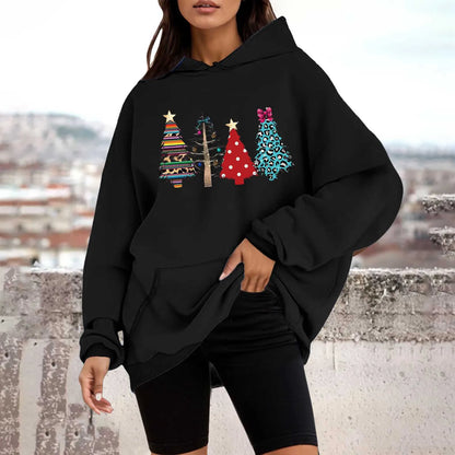 Loose Pullover Four Christmas Tree Crewneck New Autumn Hoodie Black-B / M Hoodies-L