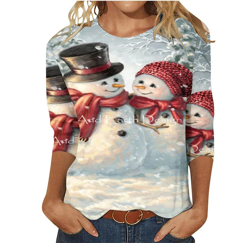 Elegant Casual Loose Round Neck Outdoor Autumn Winter Christmas Tree Hoodie White1 / Xxs Hoodies-L