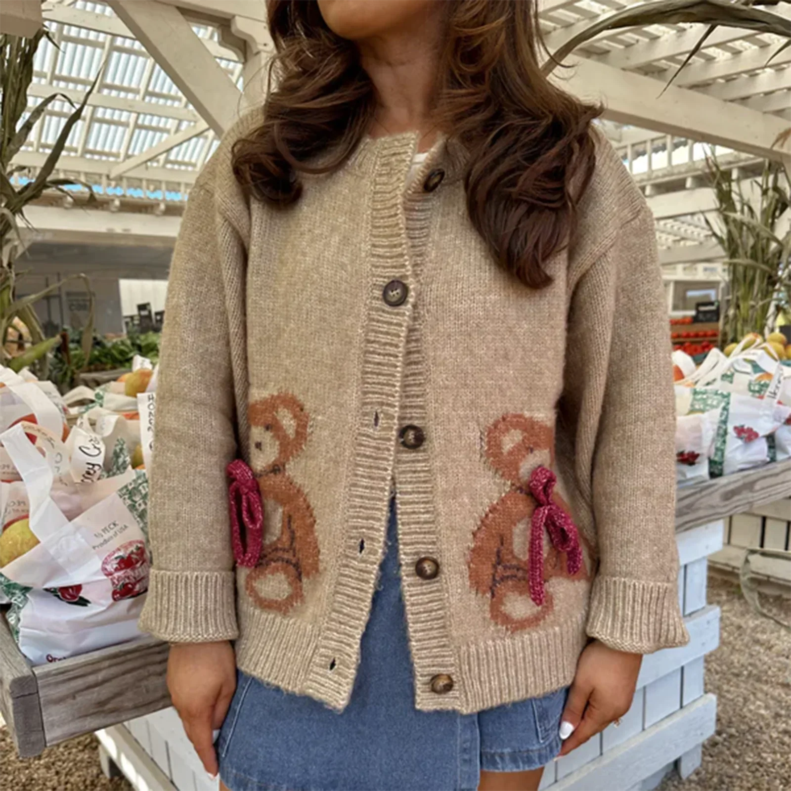 Santa Snowman Embroidery Cardigan Cardigan-241208