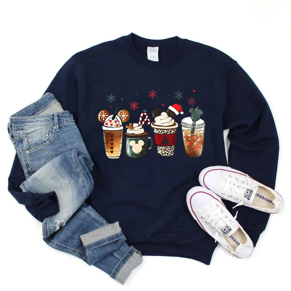 Charming Gingerbread Coffee Magic Kingdom Christmas Hoodie Navy Blue / S Hoodies-L