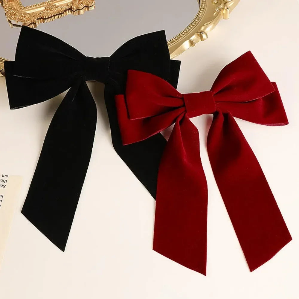 Black Red Velvet Long Ribbon Wedding Fashion Christmas Hair Accessory Accessories-L