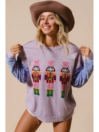 Glitter Patchwork Vintage Harajuku Slim Streetwear Christmas Hoodie Hoodies-L