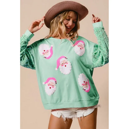 Glitter Patchwork Vintage Harajuku Slim Streetwear Christmas Hoodie Green 1 / S Hoodies-L