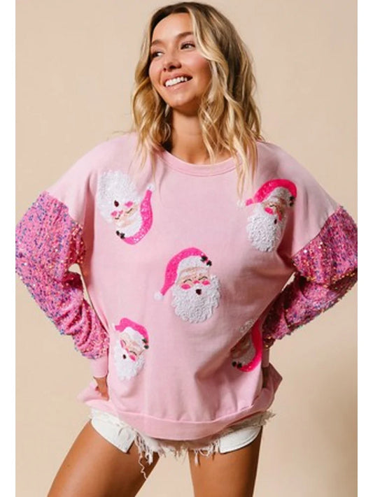 Glitter Patchwork Vintage Harajuku Slim Streetwear Christmas Hoodie Hoodies-L