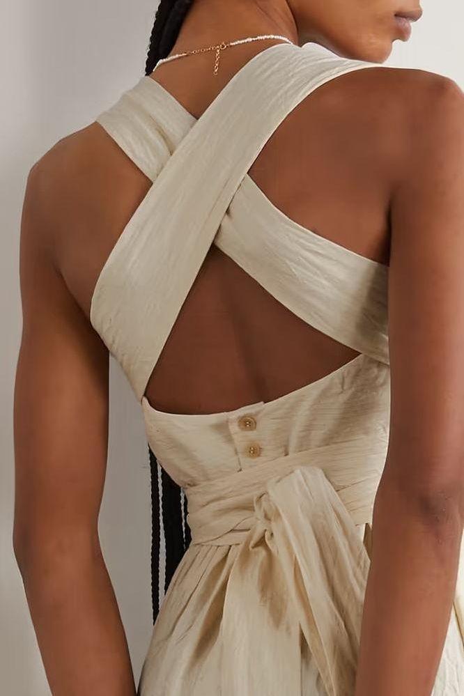 Summer cross wide loop wrap dress