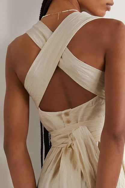 Summer cross wide loop wrap dress