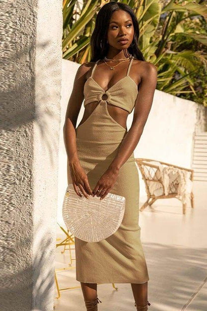 V Neck Triangle Hollow Strap Dress