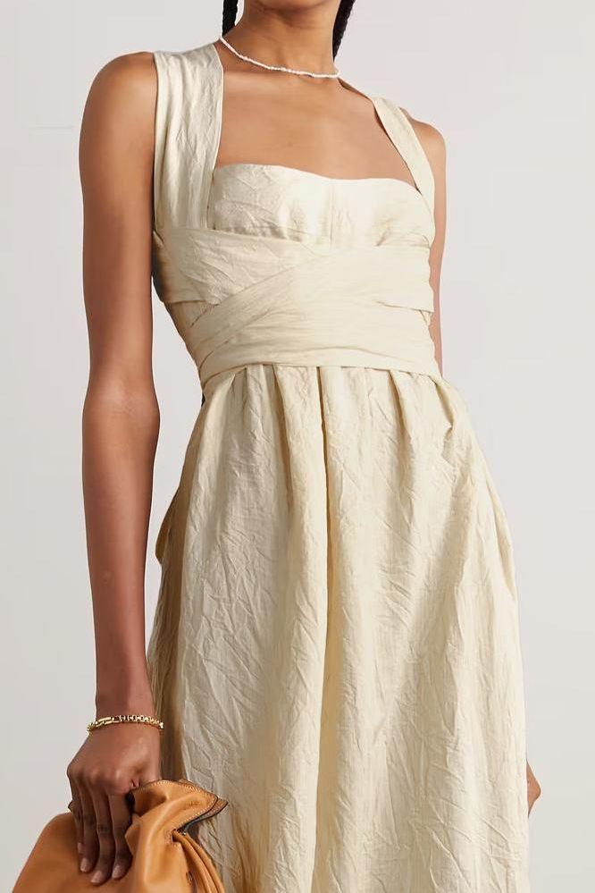 Summer cross wide loop wrap dress