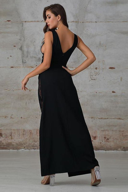 V Neck Maxi Elegant Asymmetrical Dress