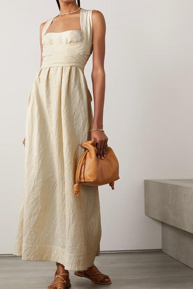 Summer cross wide loop wrap dress