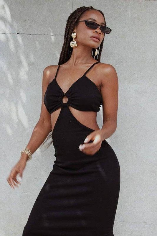 V Neck Triangle Hollow Strap Dress