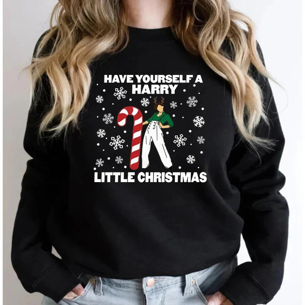 Harry Little Christmas Aesthetic Xmas Gift Loose Women’s Hoodie Black / S Hoodies-L
