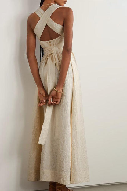 Summer cross wide loop wrap dress