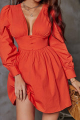 Long Sleeve Red Mini Dress