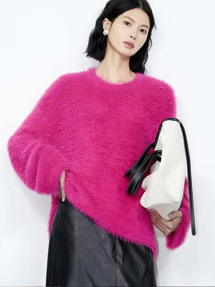 High Quality Soft Loose Knit Long Sleeve Green Christmas Sweater Sweaters-L